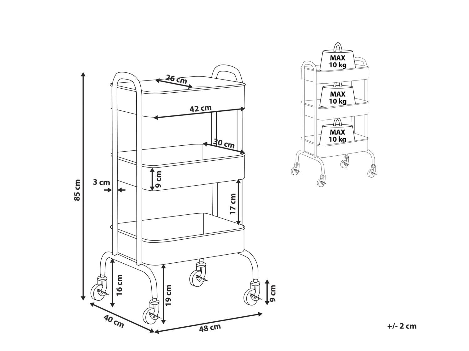 Keukentrolley Wit LUCCA - Afbeelding 10
