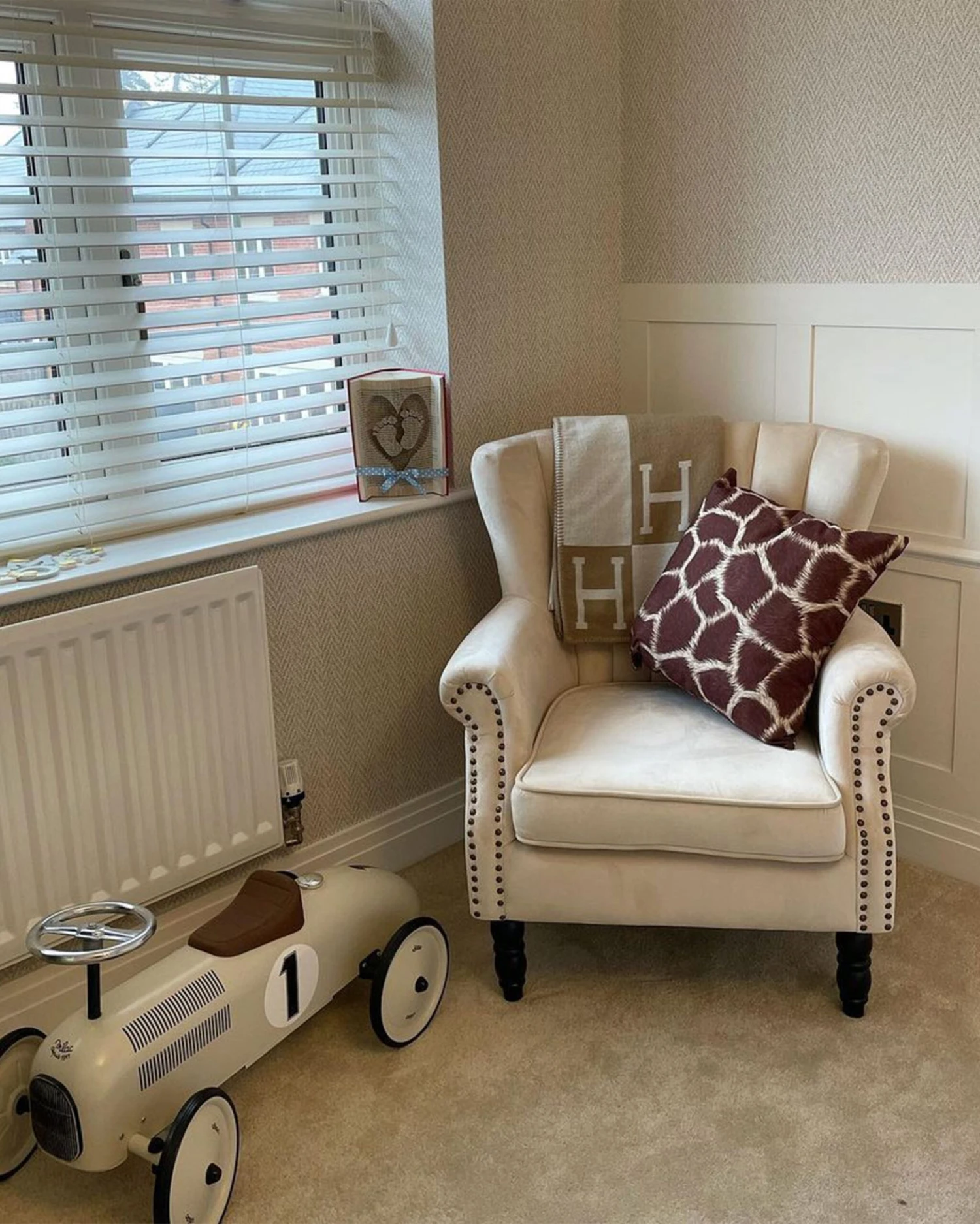 Fauteuil Fluweel Beige SVEDALA - Afbeelding 3