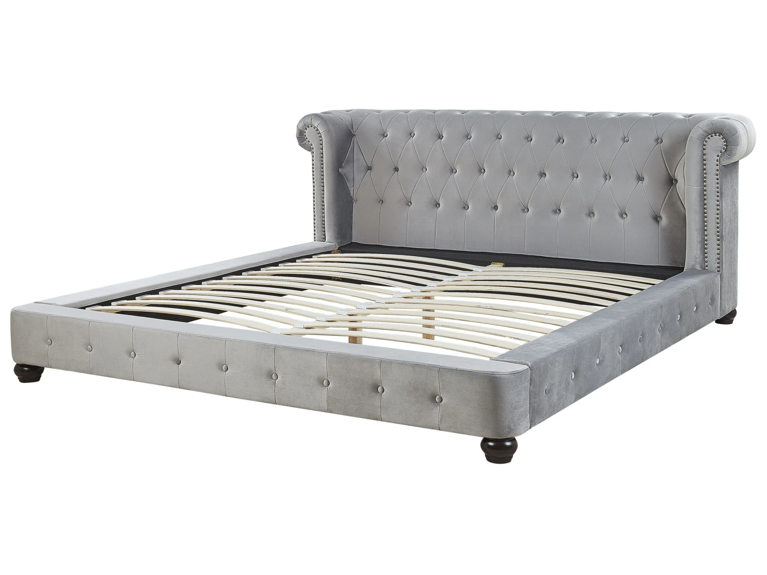 Bed Fluweel Grijs 180 X 200 Cm CAVAILLON - Afbeelding 5