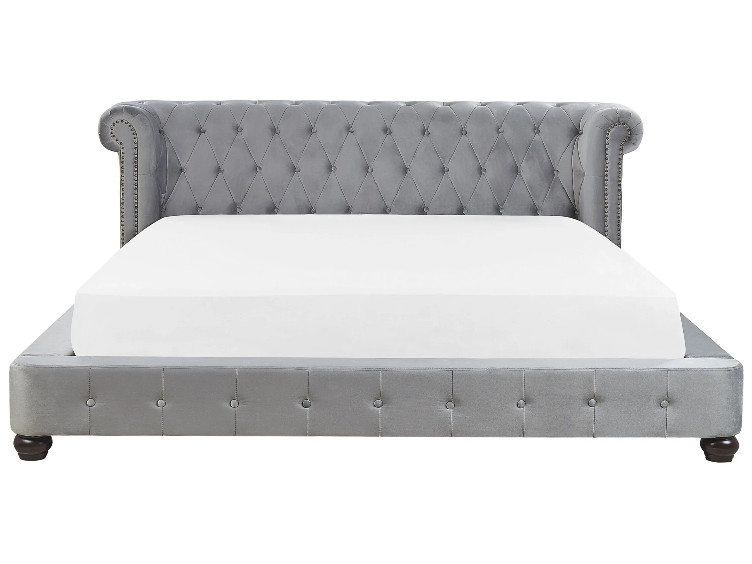 Bed Fluweel Grijs 180 X 200 Cm CAVAILLON - Afbeelding 3