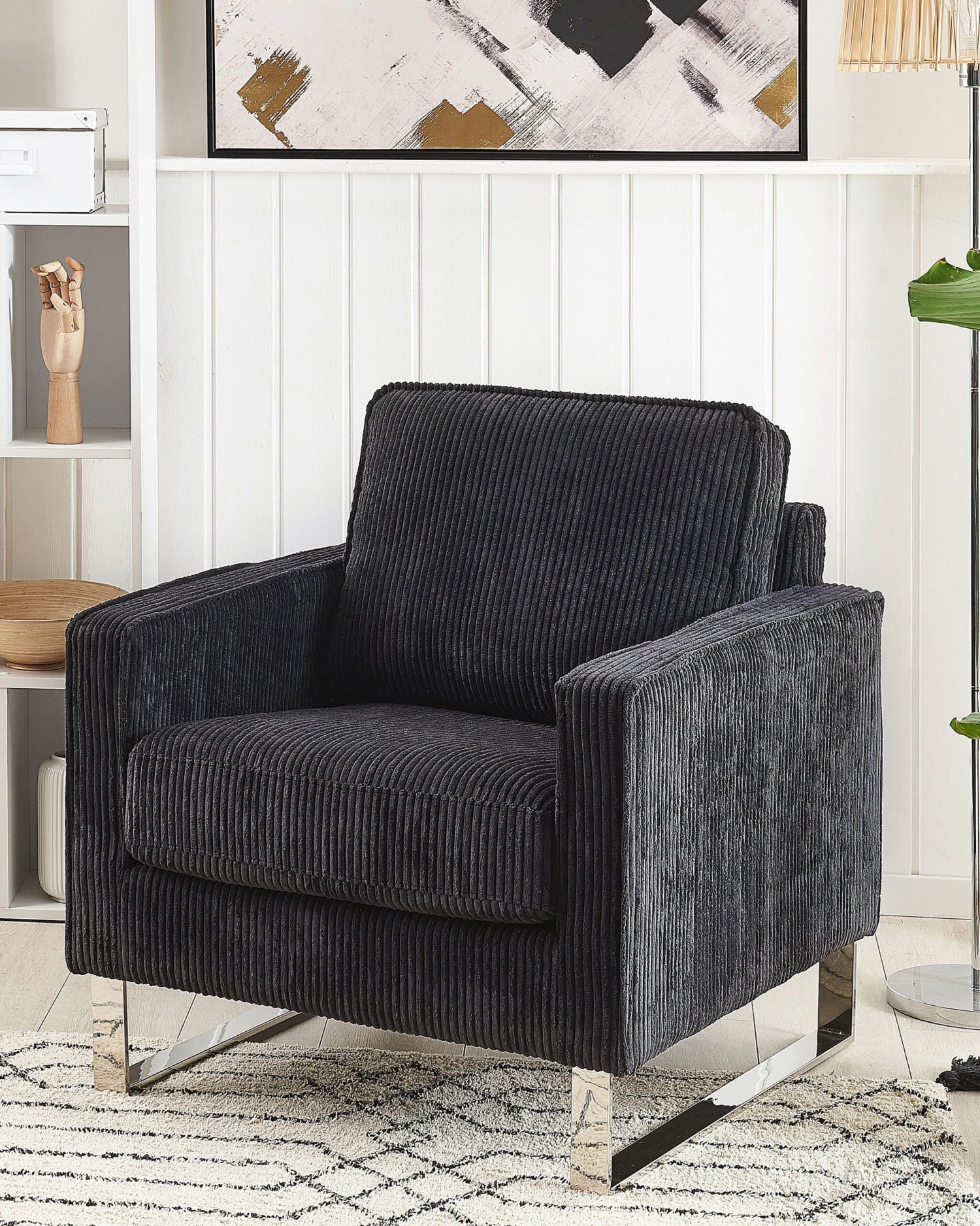 Fauteuil Corduroy Zwart VIND - Afbeelding 2