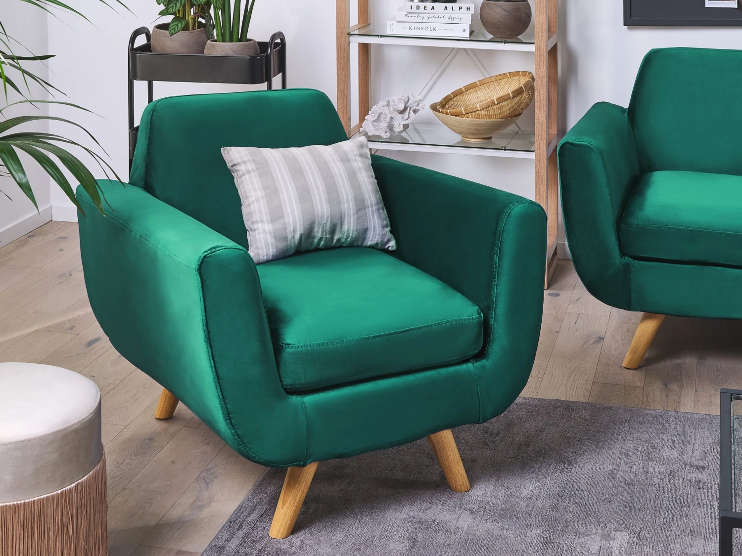 Fauteuil Verwisselbare Hoes Fluweel Groen BERNES - Afbeelding 2