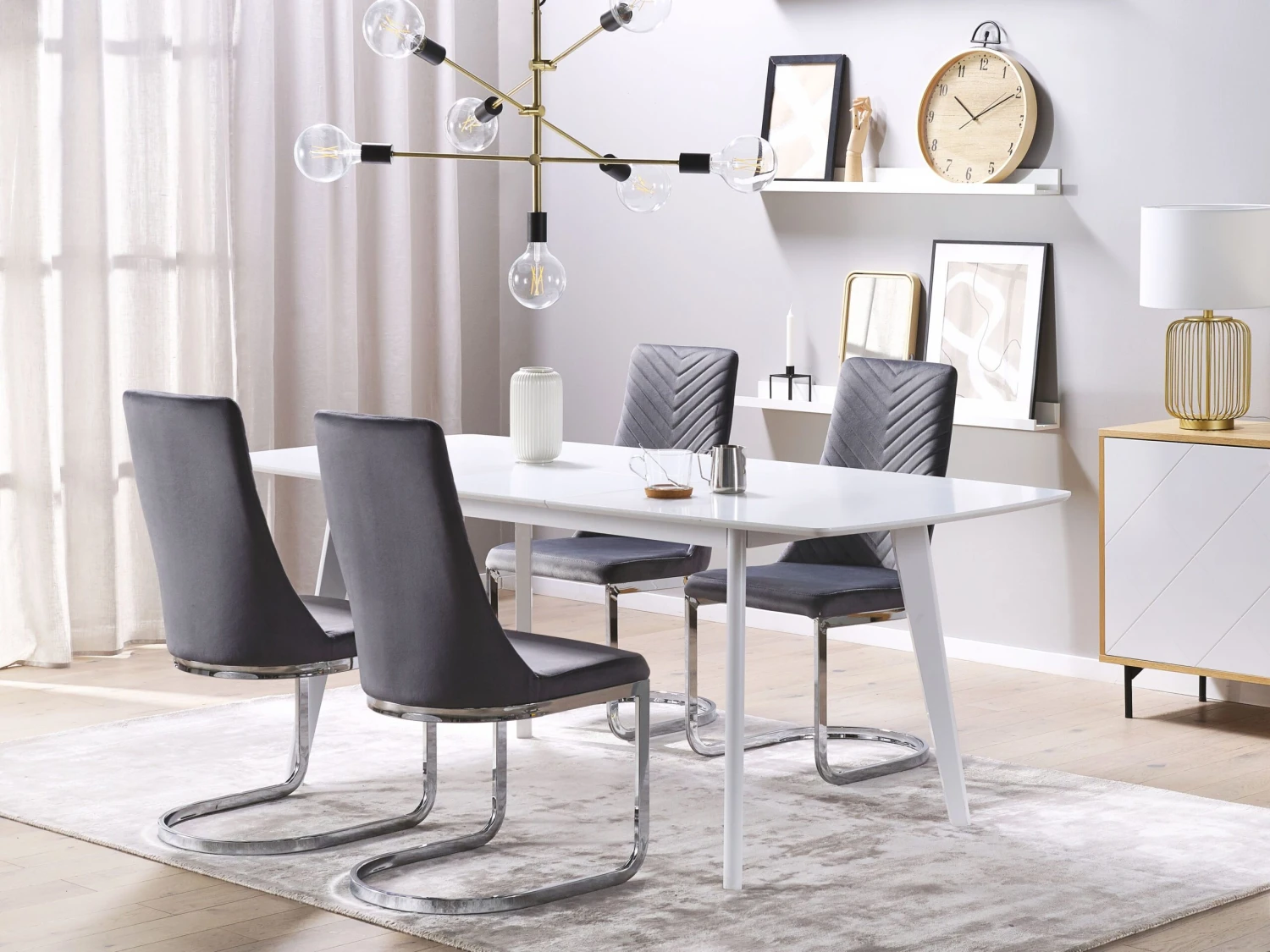 Eetkamerstoel Set Van 2 Stof Grijs ALTOONA - Afbeelding 2