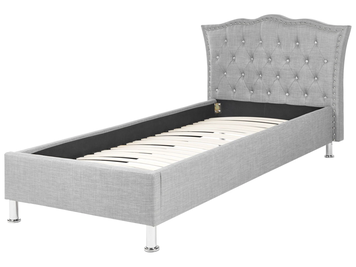 Bed Stof Grijs 90 X 200 Cm METZ - Afbeelding 3