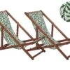 Ligstoel Set Van 2 Acaciahout Stof Lichthout/blad ANZIO