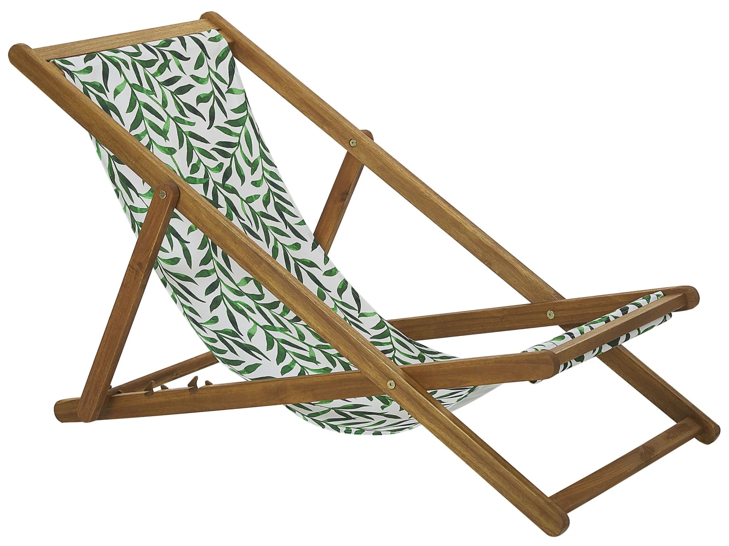 Ligstoel Set Van 2 Acaciahout Stof Lichthout/blad ANZIO - Afbeelding 3