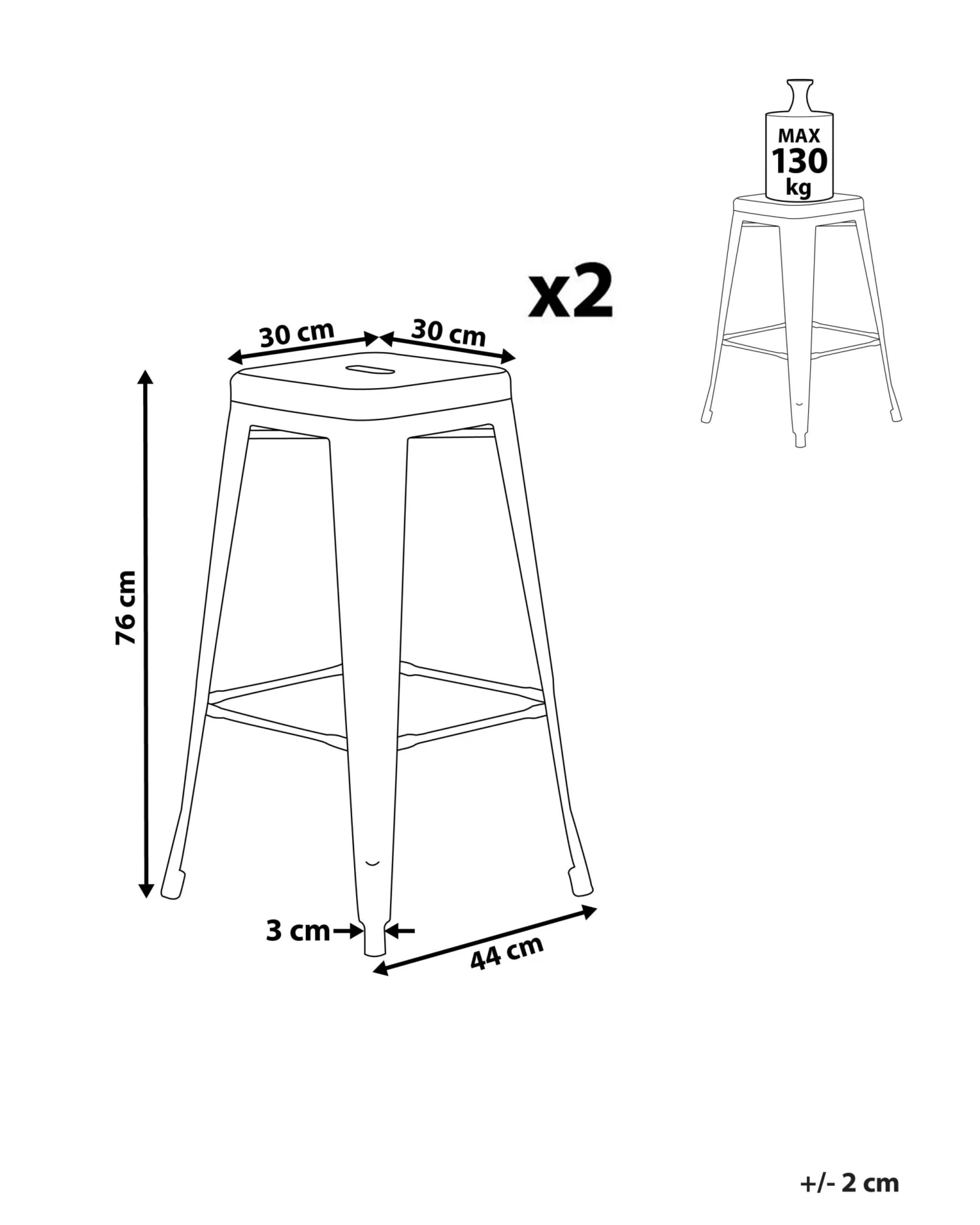 Barkruk Set Van 2 Metaal Rood/goud CABRILLO L - Afbeelding 7