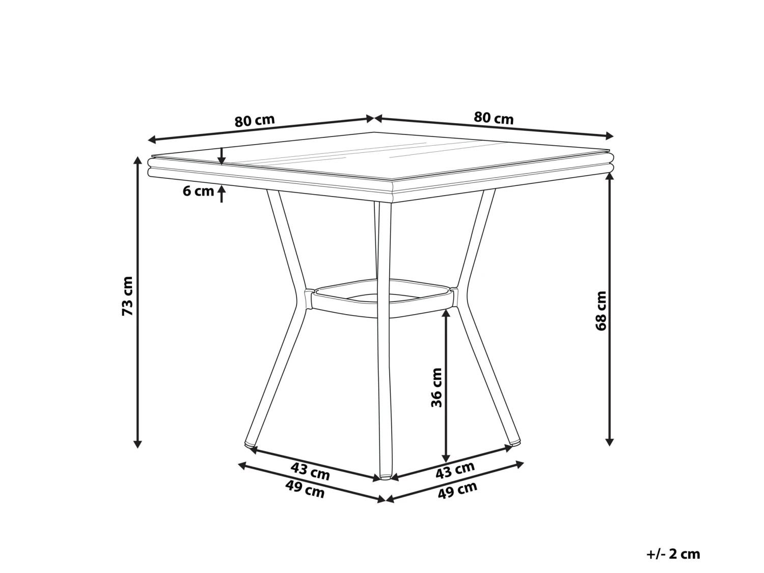 Tuintafel Aluminium Zwart/donkerbruin 80 X 80 Cm CASPRI - Afbeelding 6