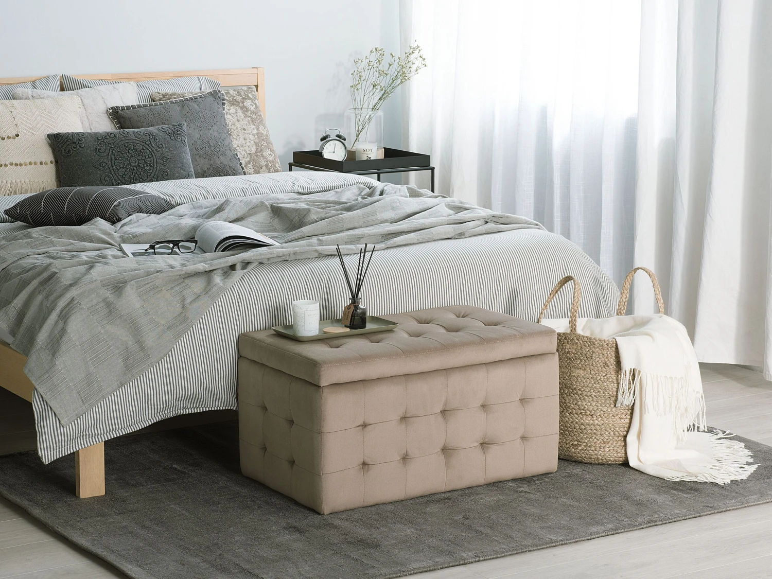 Hocker Fluweel Lichtbruin MICHIGAN - Afbeelding 2