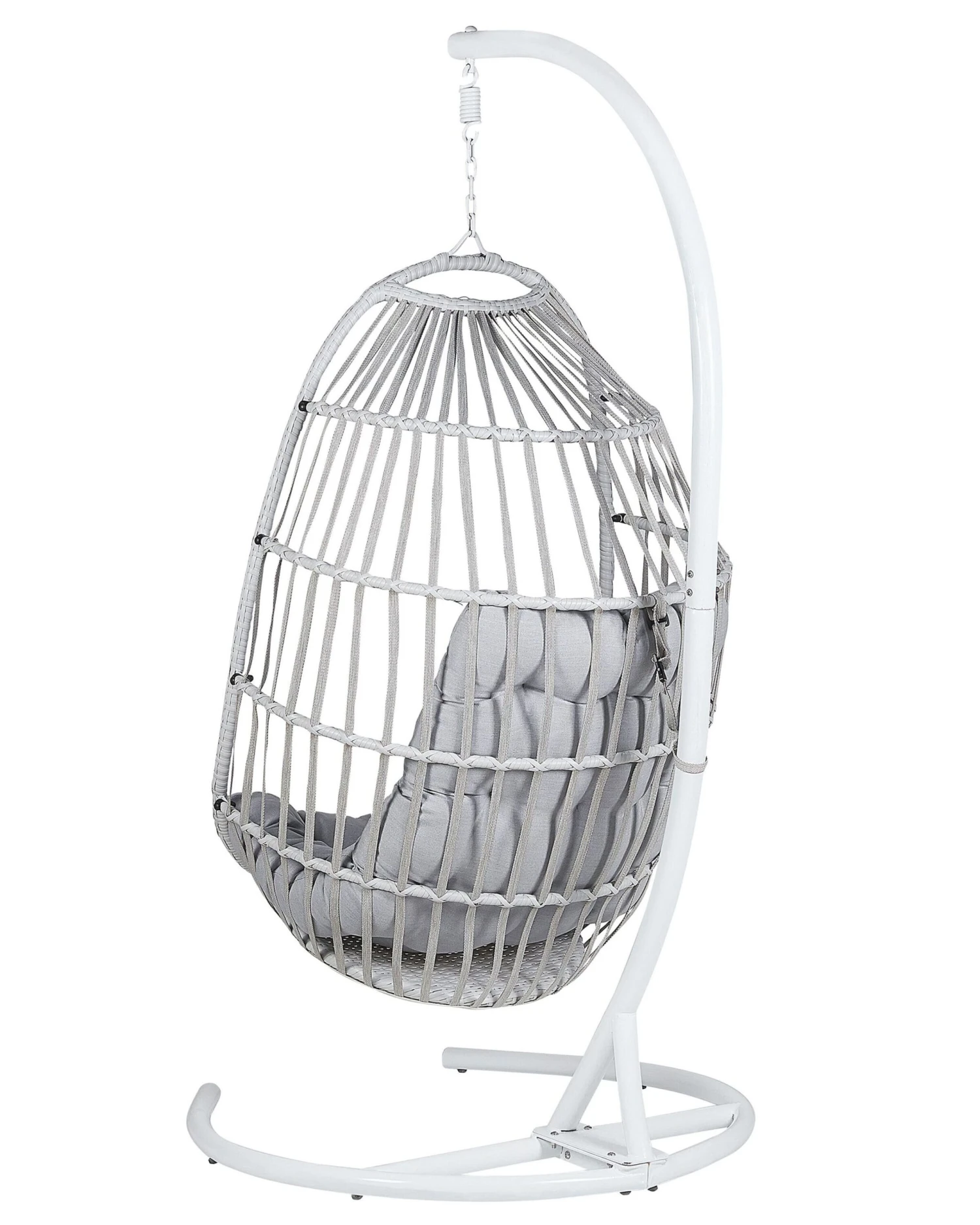 Hangstoel Met Standaard Wicker Lichtgrijs SESIA - Afbeelding 7
