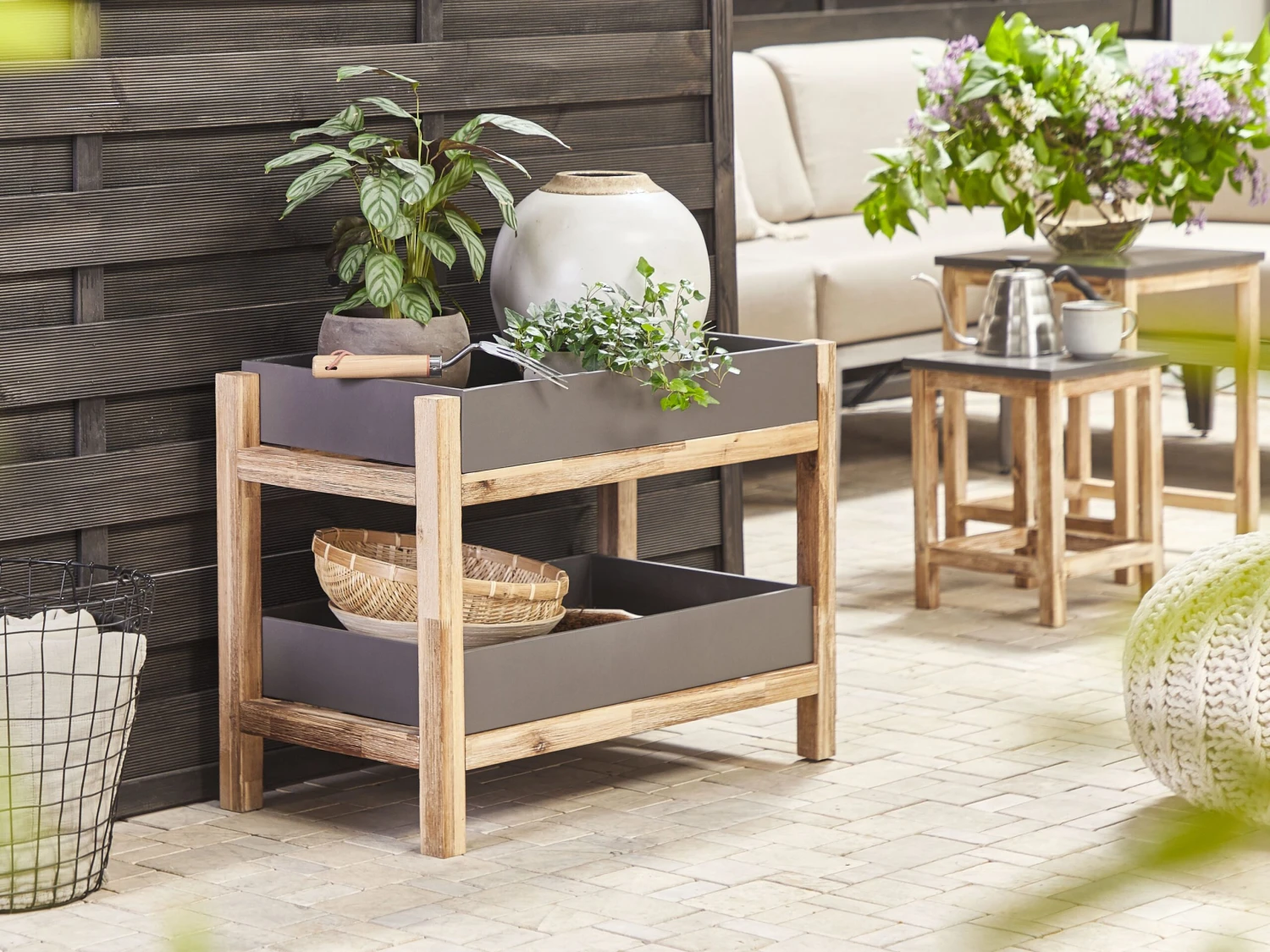 Tuinkast Vezelcement Grijs OLIENA - Afbeelding 2