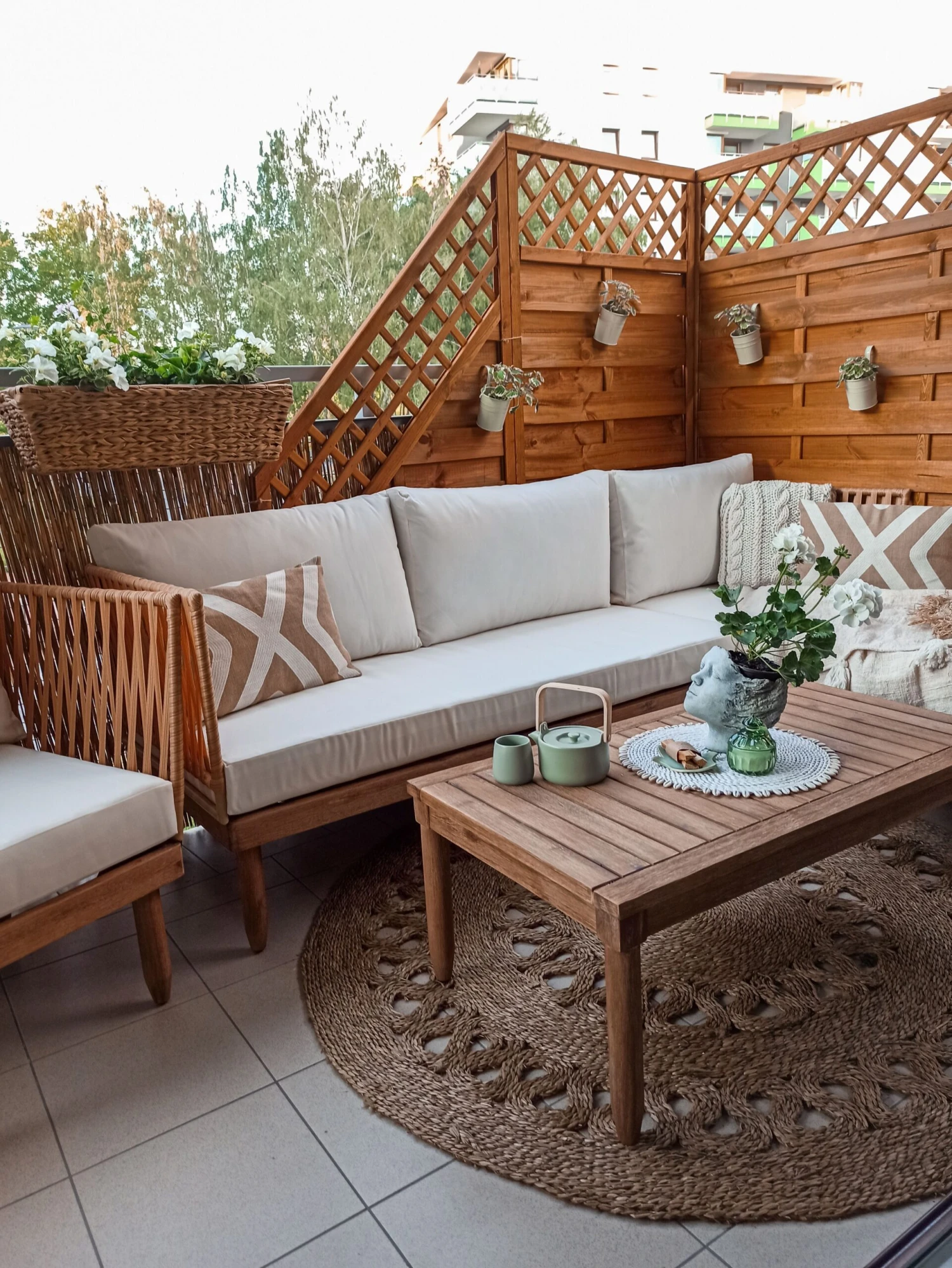 Loungeset 4-zits Acaciahout Crème CREMONA - Afbeelding 4