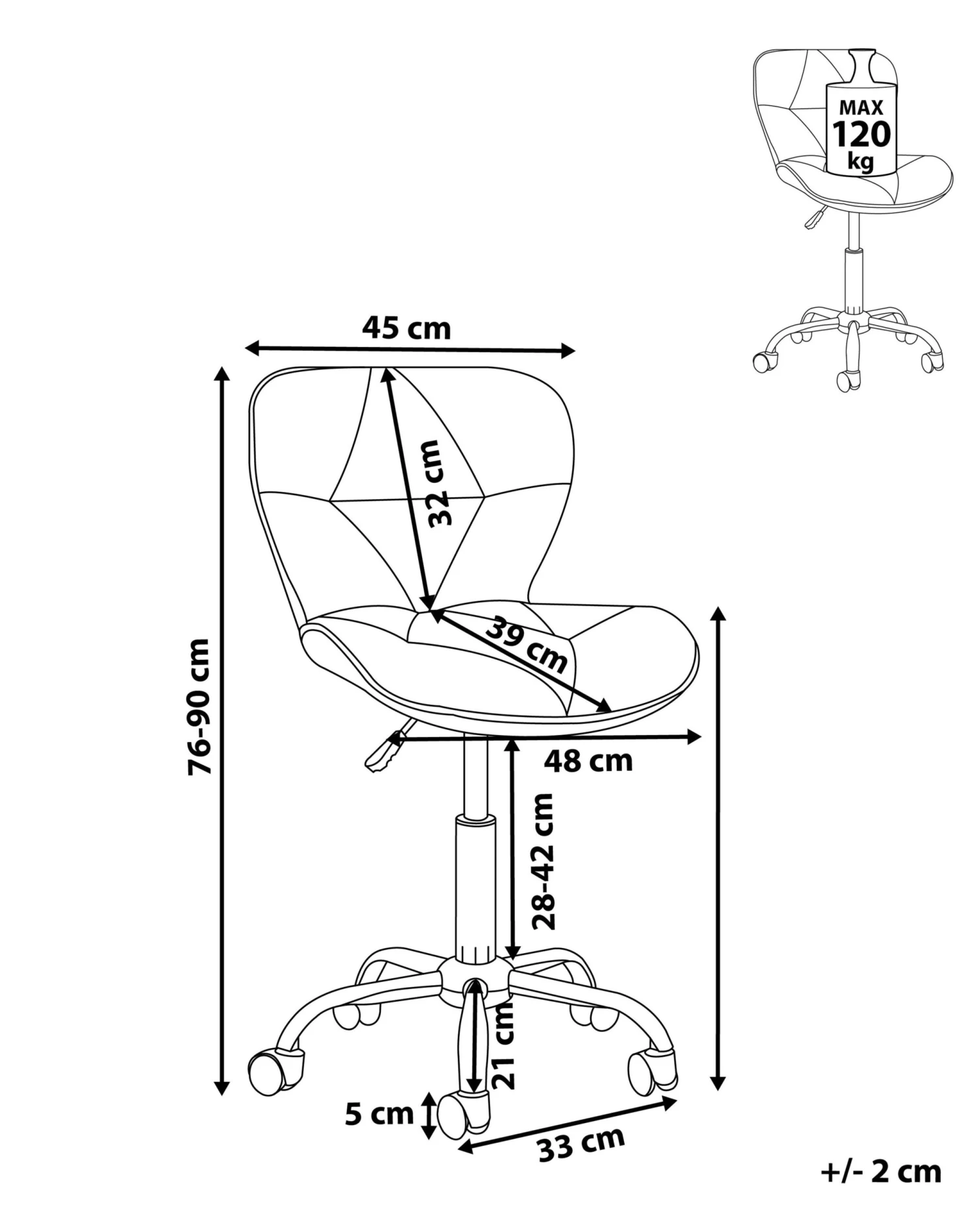 Bureaustoel Kunstleer Beige VALETTA - Afbeelding 10