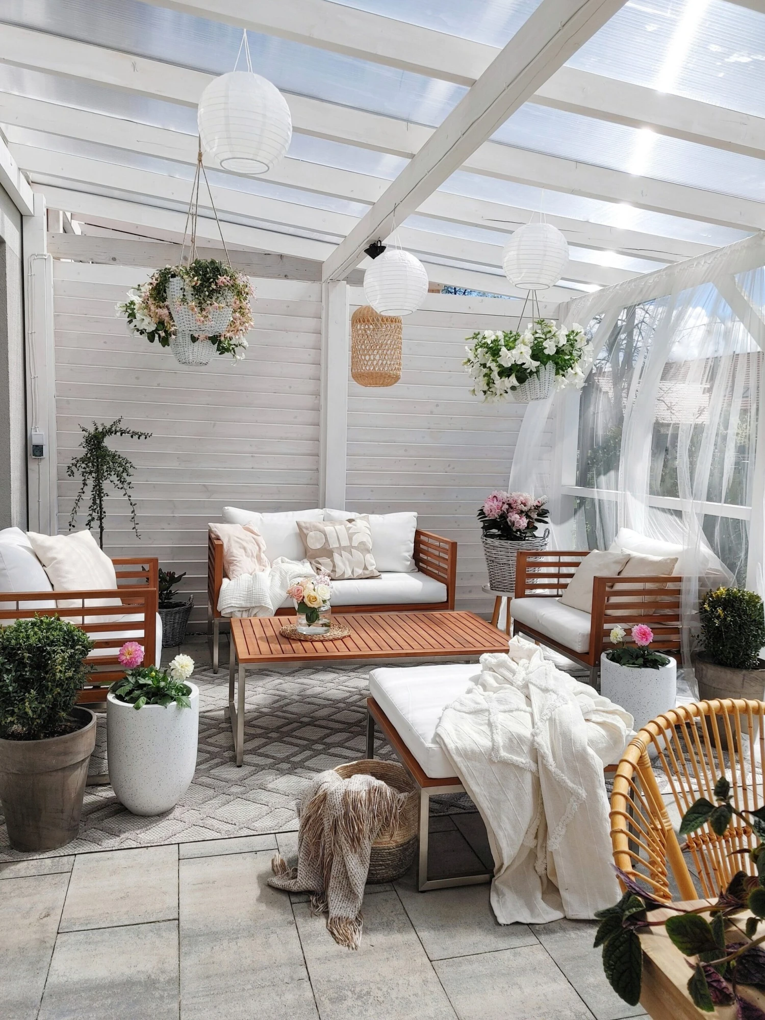 Loungeset 4-zits Acaciahout Wit BERMUDA - Afbeelding 5