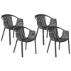 Tuinstoel Set Van 4 Kunststof Zwart NAPOLI