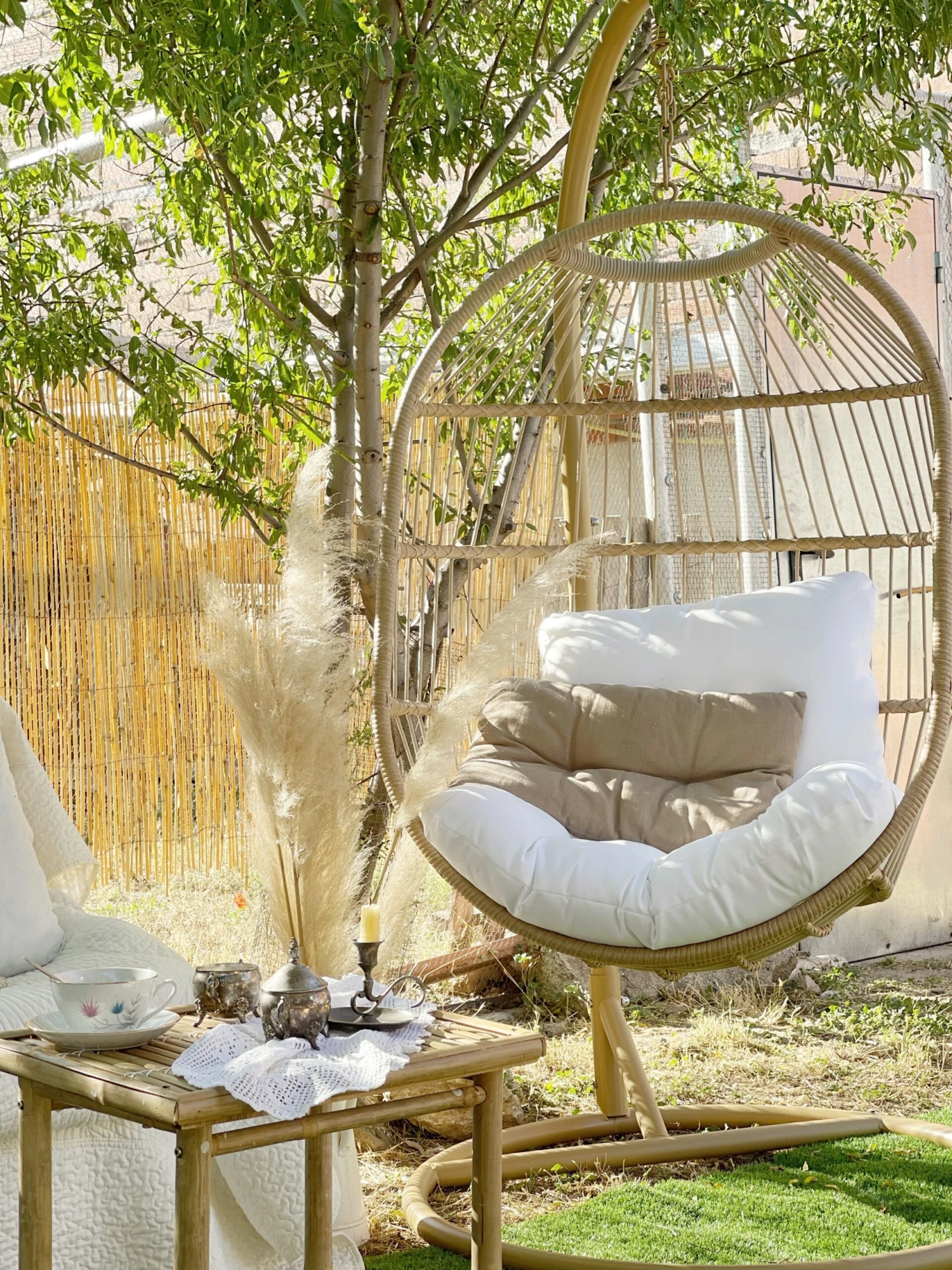 Hangstoel Met Standaard Rotan Natuurlijk ALBA - Afbeelding 6