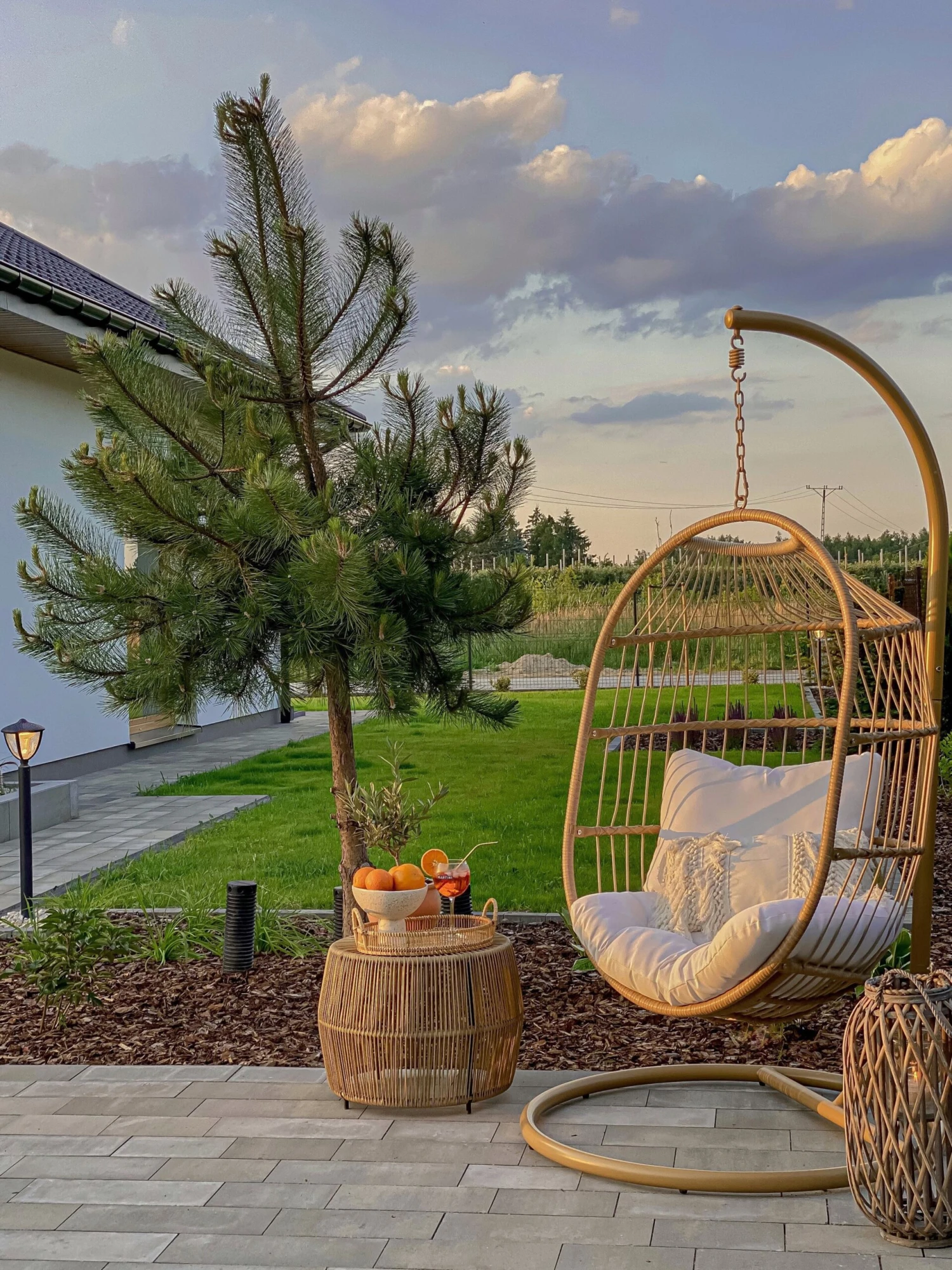 Hangstoel Met Standaard Rotan Natuurlijk ALBA - Afbeelding 8