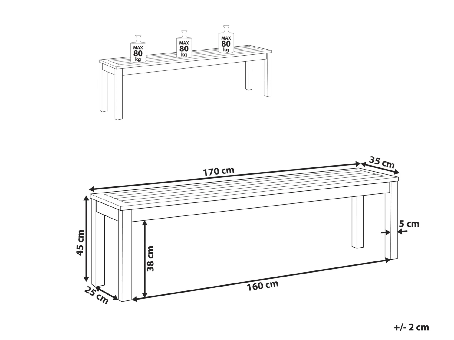 Tuinbank Eucalyptus Lichtbruin MONSANO - Afbeelding 7