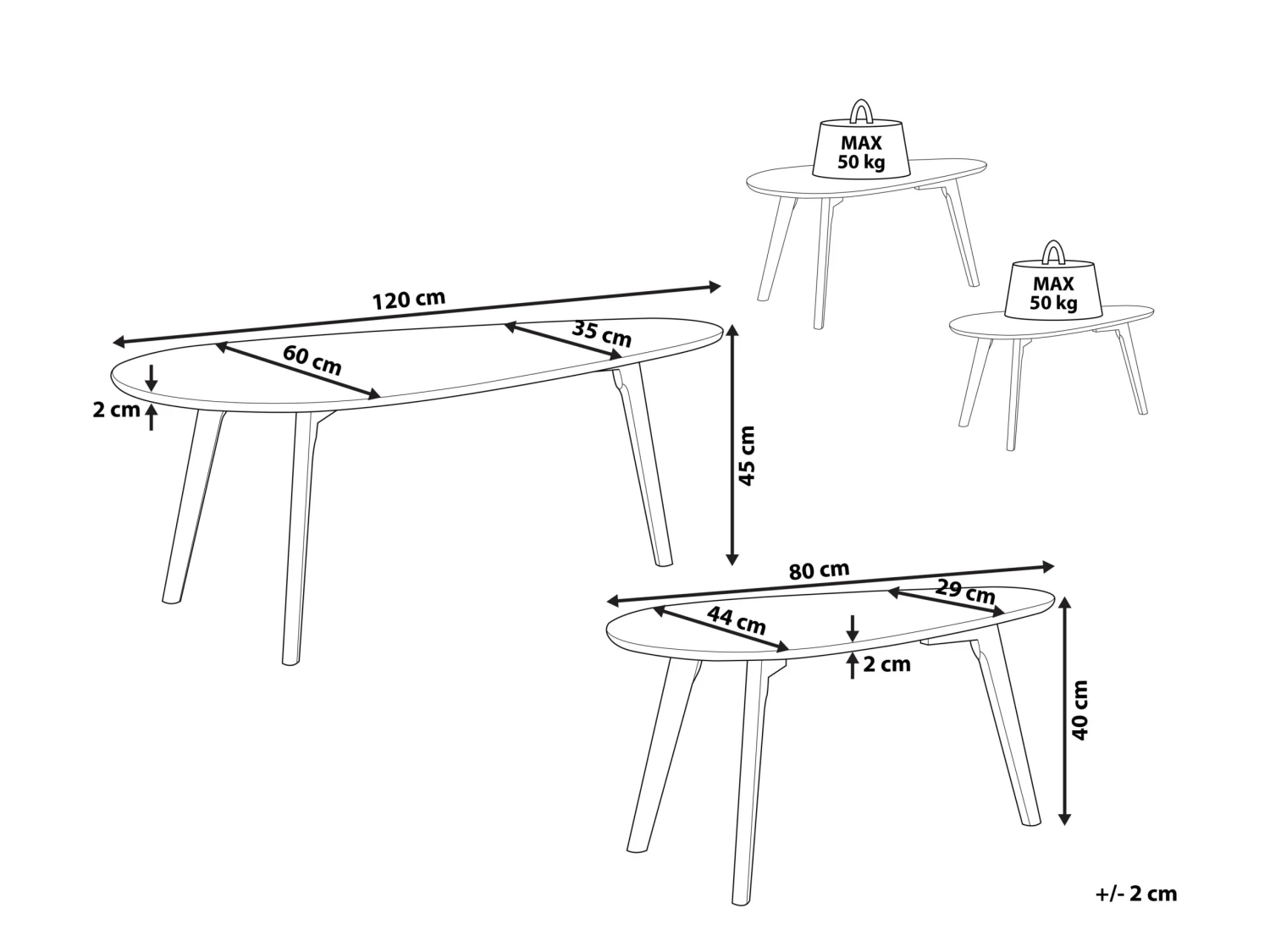 Salontafel Set Van 2 Grijs/lichtbruin FLY III - Afbeelding 10