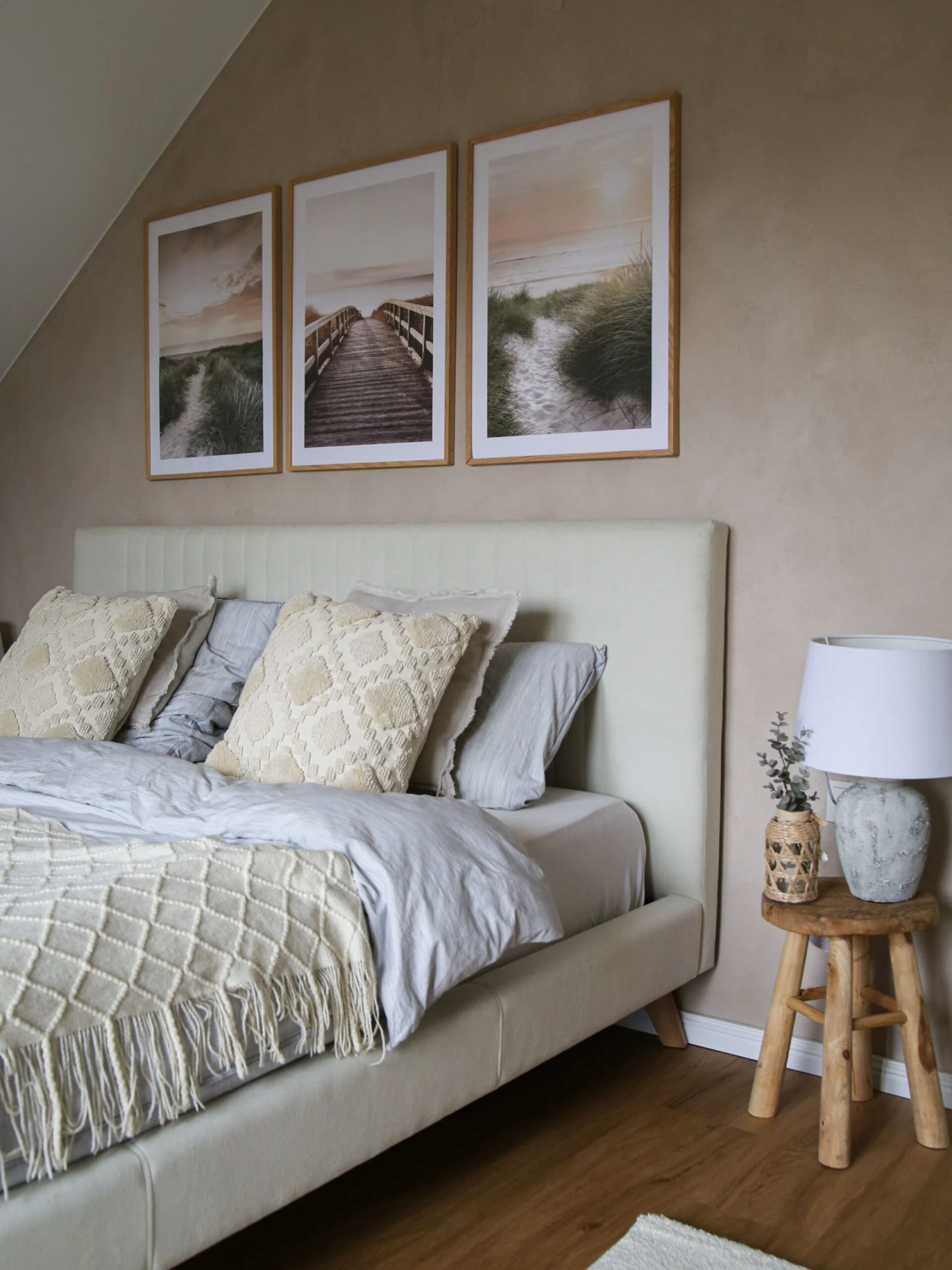 Bed Chenille Beige In Diverse Formaten TALENCE - Afbeelding 5