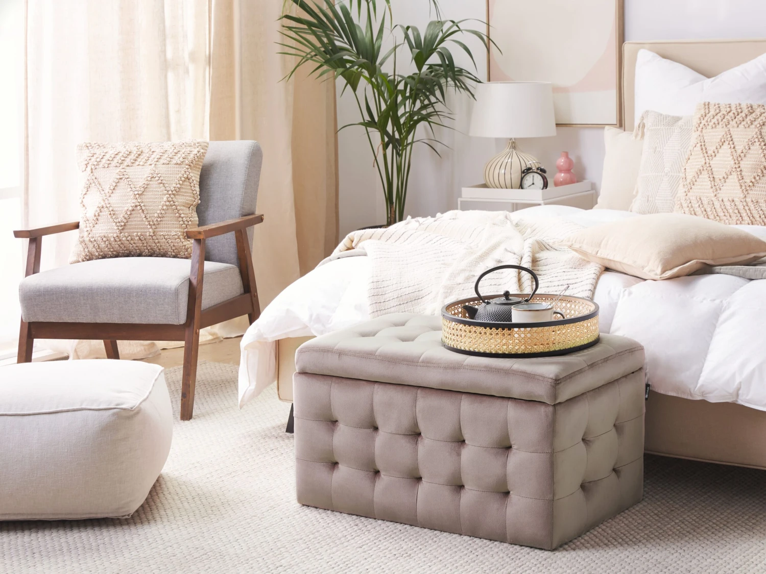 Ottomaan Fluweel Roze MICHIGAN - Afbeelding 2