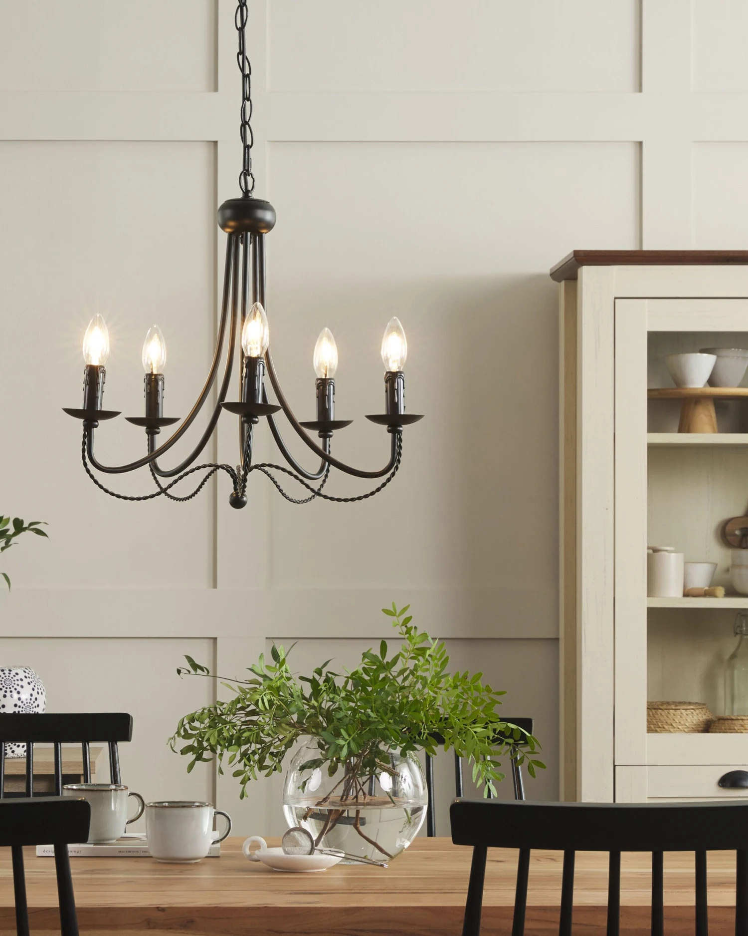 Kroonluchter 5 Lampen Zwart DABUS - Afbeelding 2