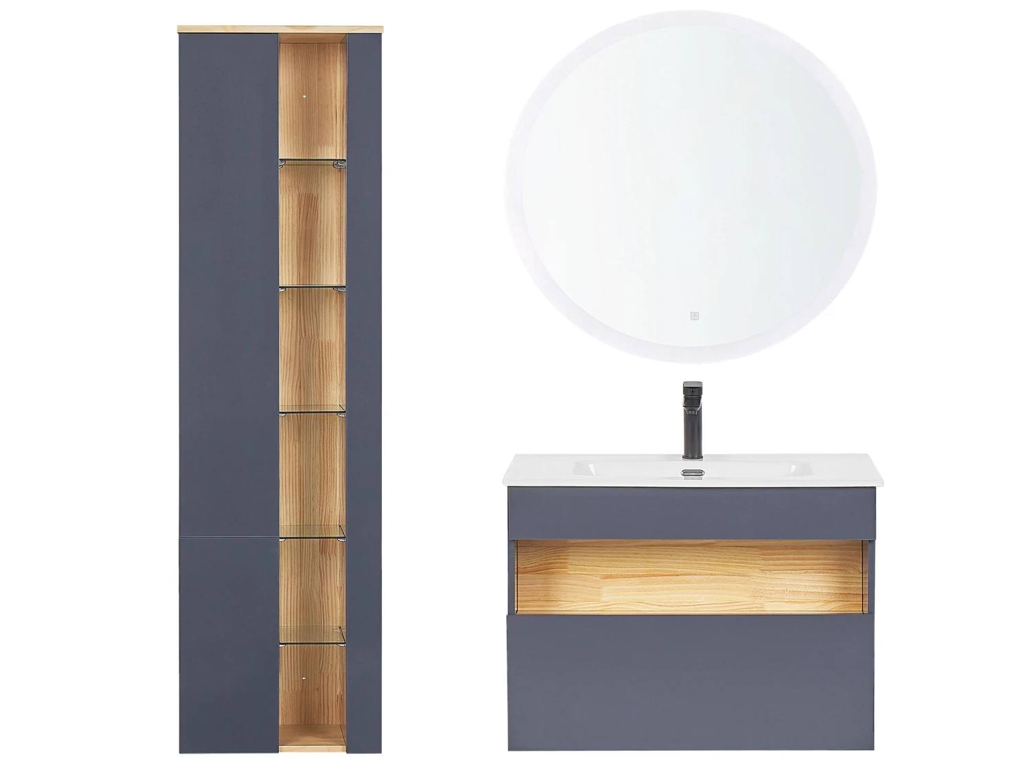 3-delige Badkamermeubelset Grijs FIGUERES - Afbeelding 4