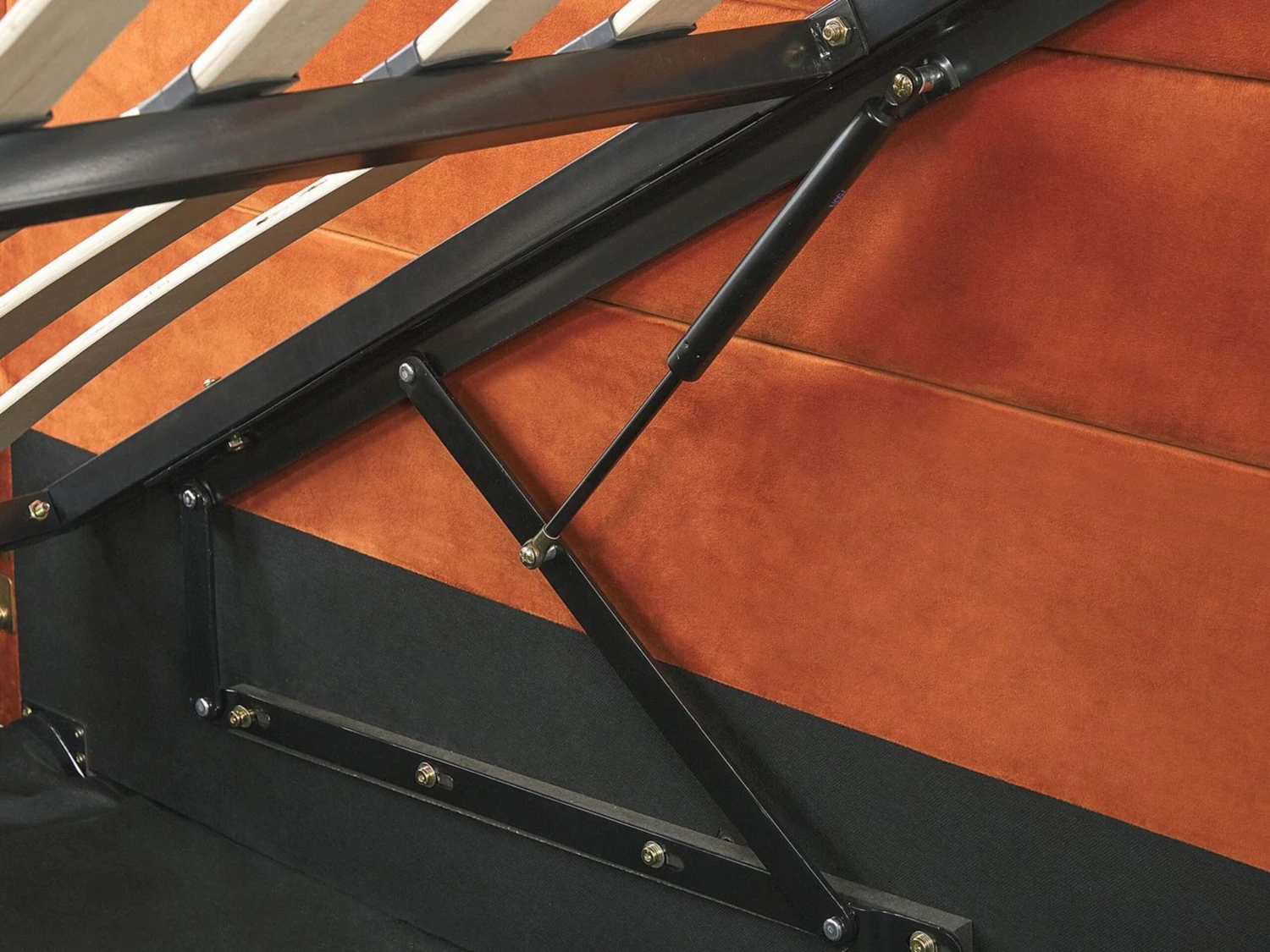 Bed Fluweel Oranje Met Opbergruimte In Diverse Formaten ROUEN - Afbeelding 8