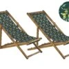 Ligstoel Set Van 2 Acaciahout Stof Lichhout/olijf ANZIO