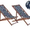 Ligstoel Set Van 2 Acaciahout Stof Marineblauw ANZIO