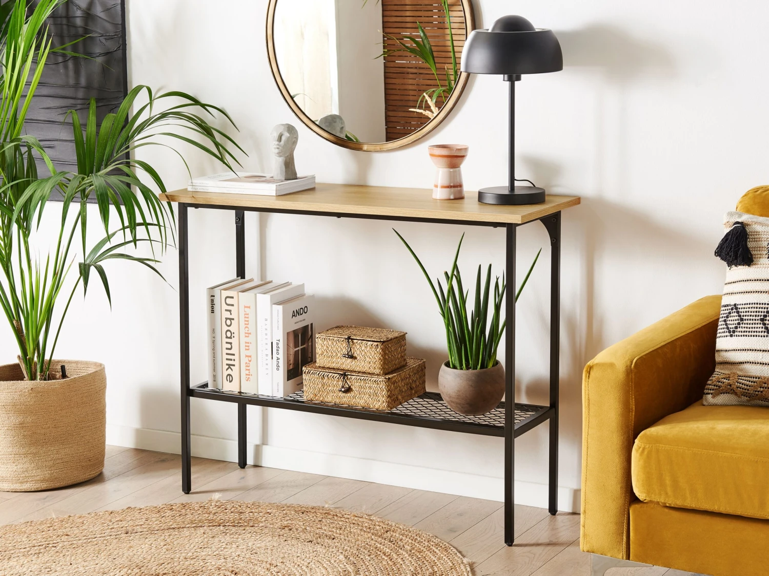 Consoletafel Licht Hout Met Zwart DORENA - Afbeelding 2