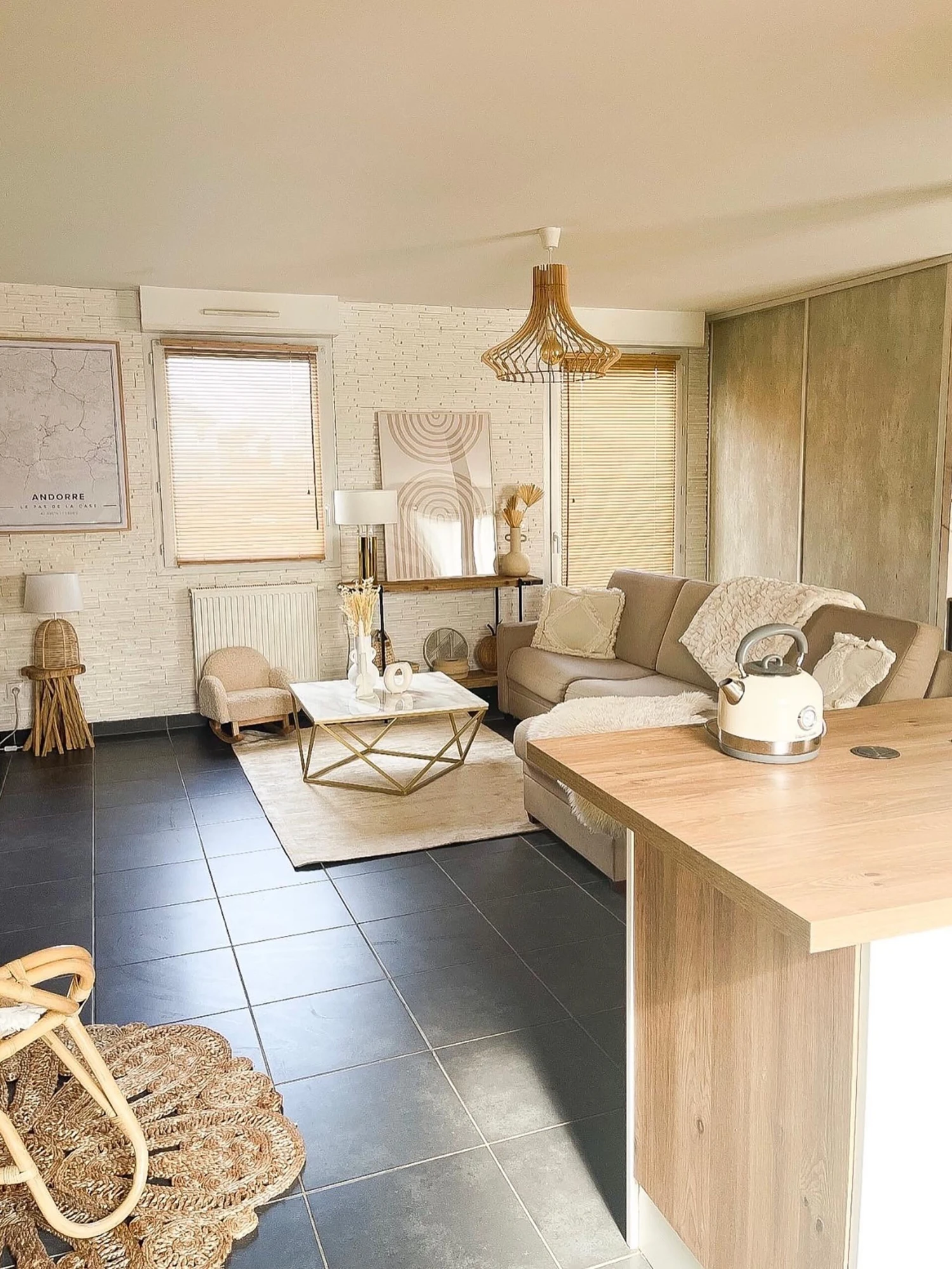 Salontafel Marmerlook Beige/goud MALIBU - Afbeelding 10