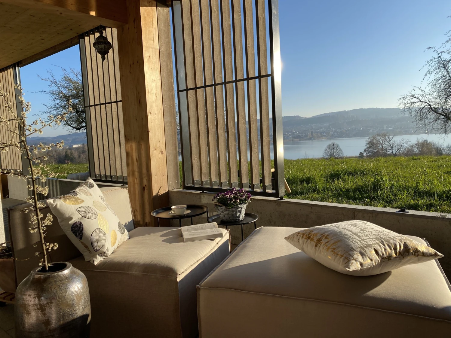 Loungeset 7-zits Stof Beige Rechtszijdig AREZZO - Afbeelding 4