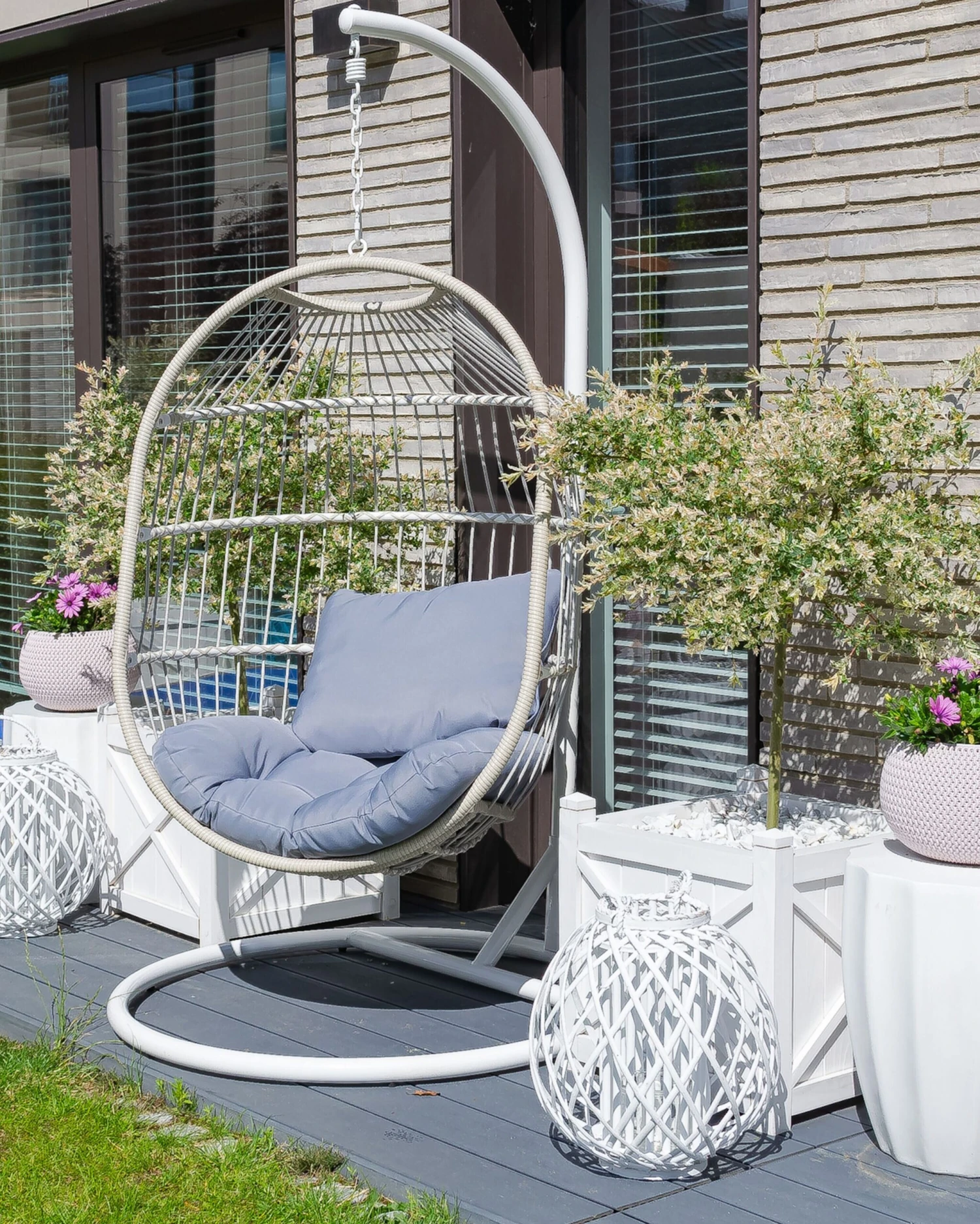 Hangstoel Rotan Wit ALBA - Afbeelding 3