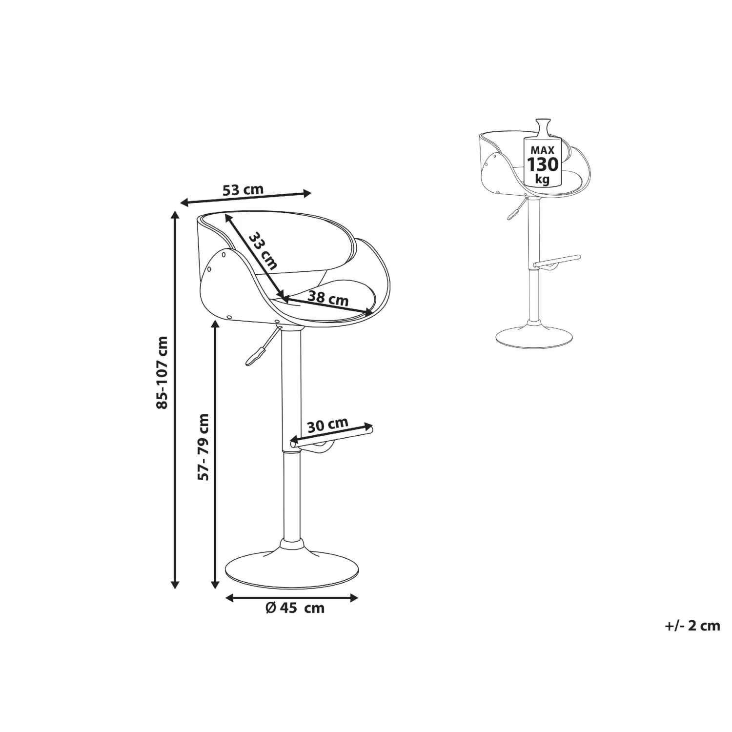 Draaibare Barkruk Donker Hout Met Zwart BAKU II - Afbeelding 9