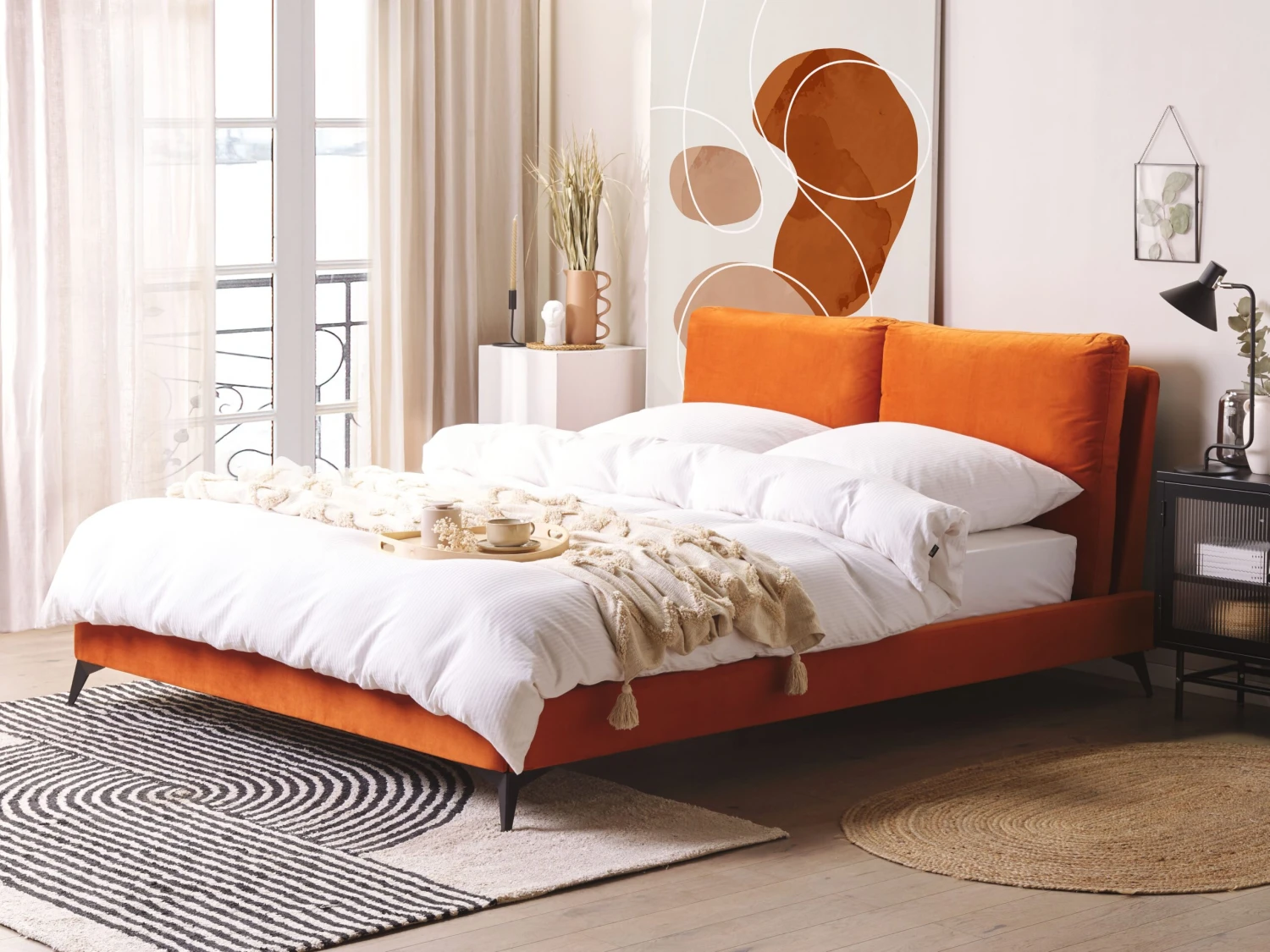 Bed Fluweel Oranje In Diverse Formaten MELLE - Afbeelding 2