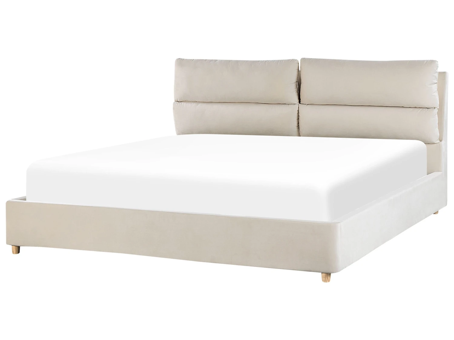 Bed Fluweel Beige In Diverse Formaten BATILLY - Afbeelding 4