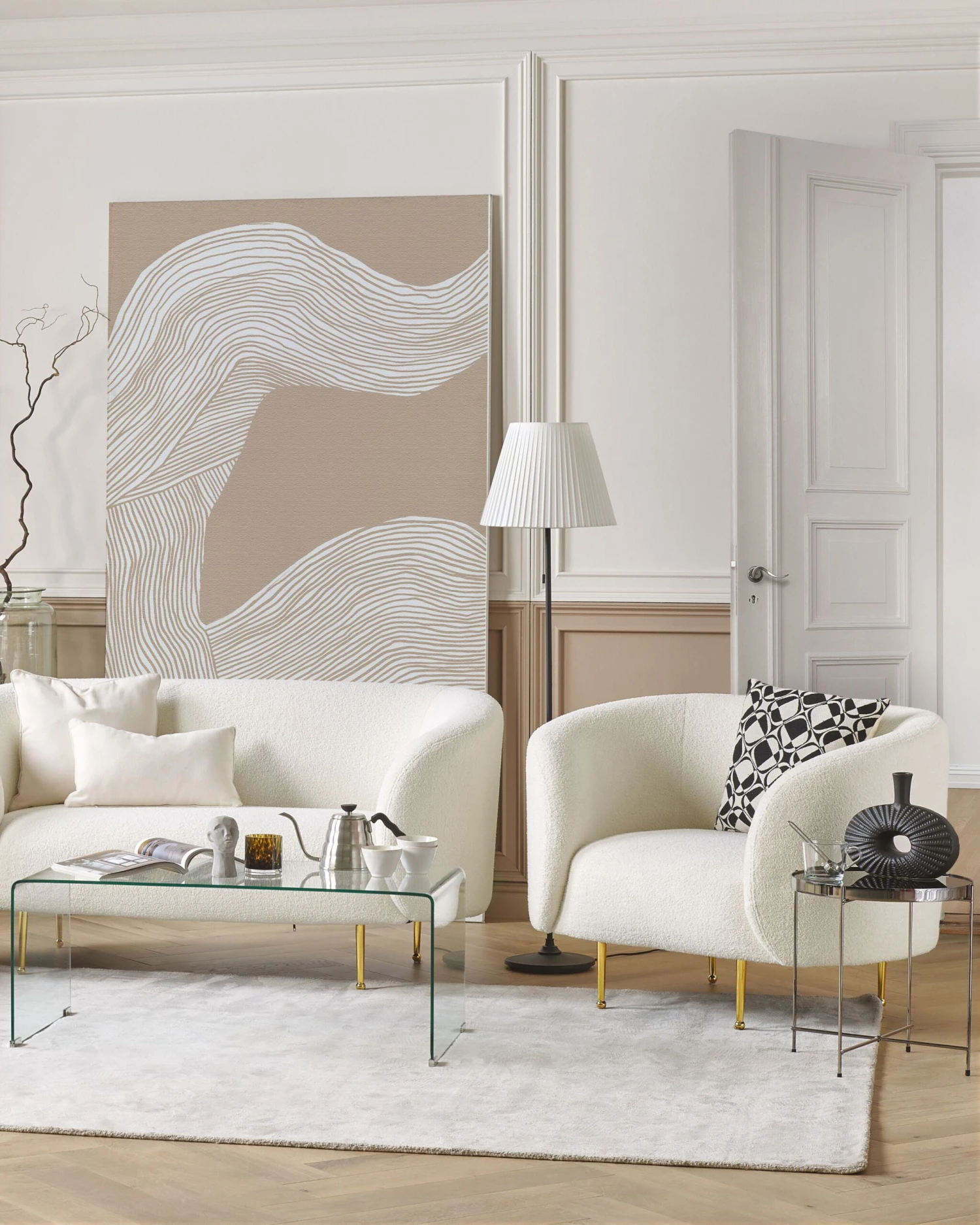 Fauteuil Bouclé Wit LOEN - Afbeelding 7