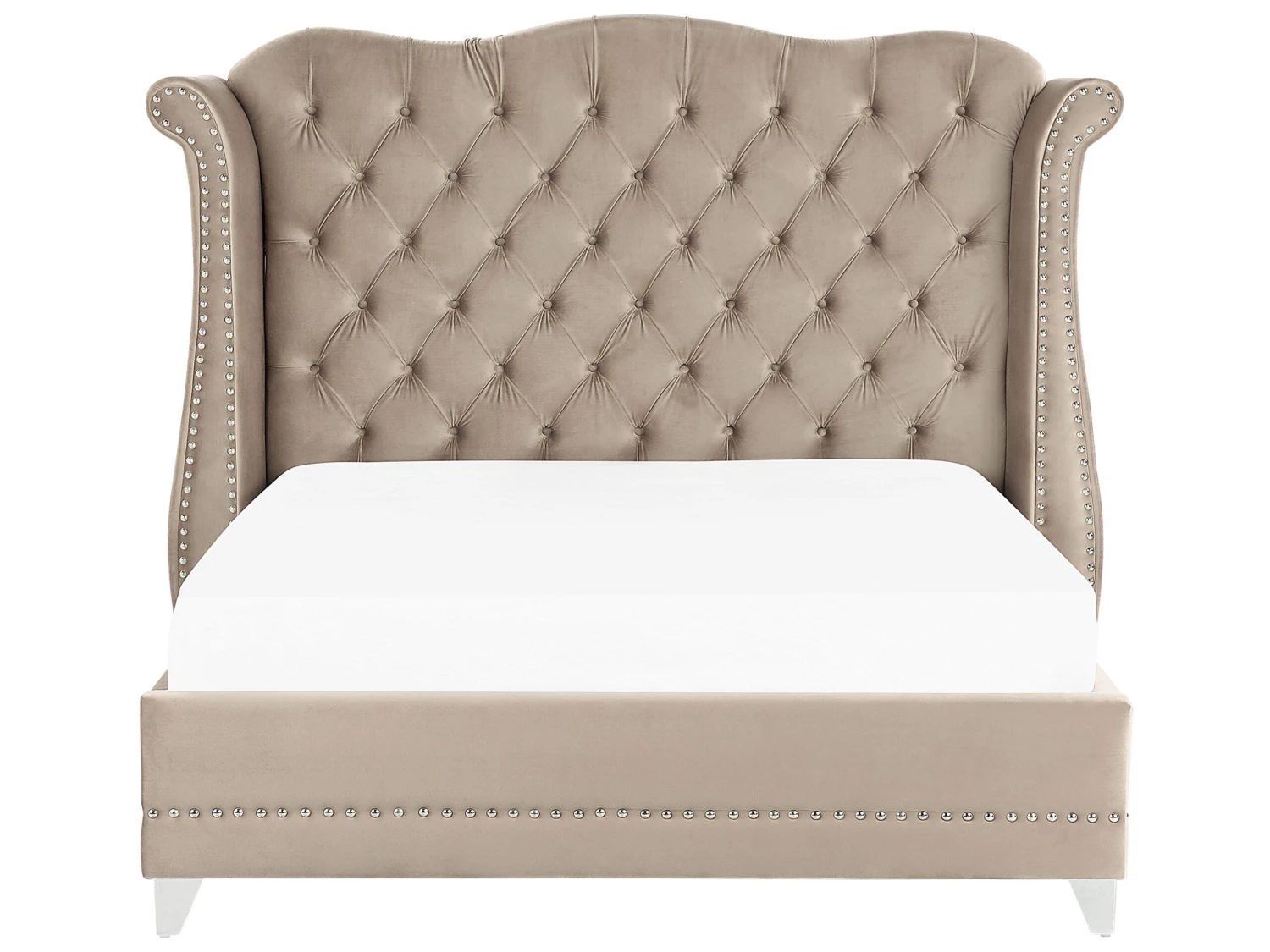 Bed Fluweel Taupe In Diverse Formaten AYETTE - Afbeelding 3