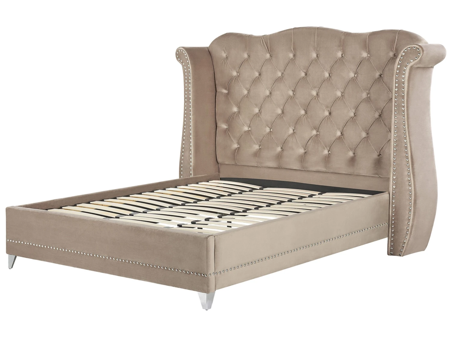 Bed Fluweel Taupe In Diverse Formaten AYETTE - Afbeelding 4