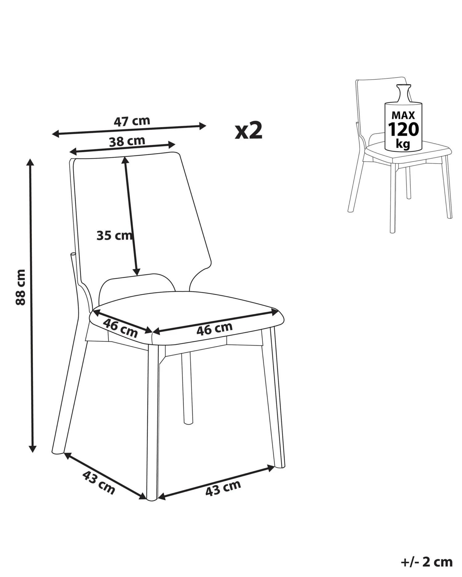 Eetkamerstoel Set Van 2 Lichthout Grijs ABEE - Afbeelding 10