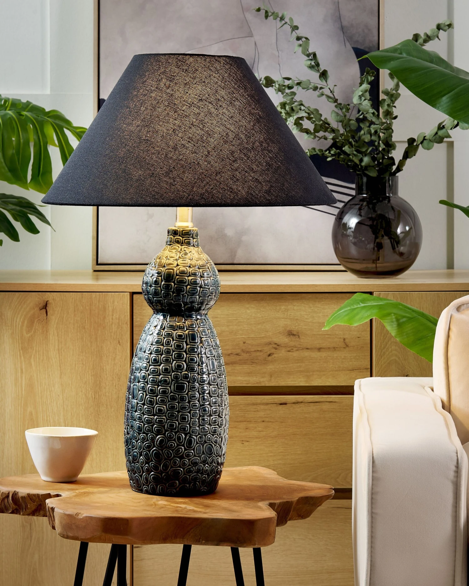 Tafellamp Keramiek Donkerblauw/zwart MATINA - Afbeelding 2