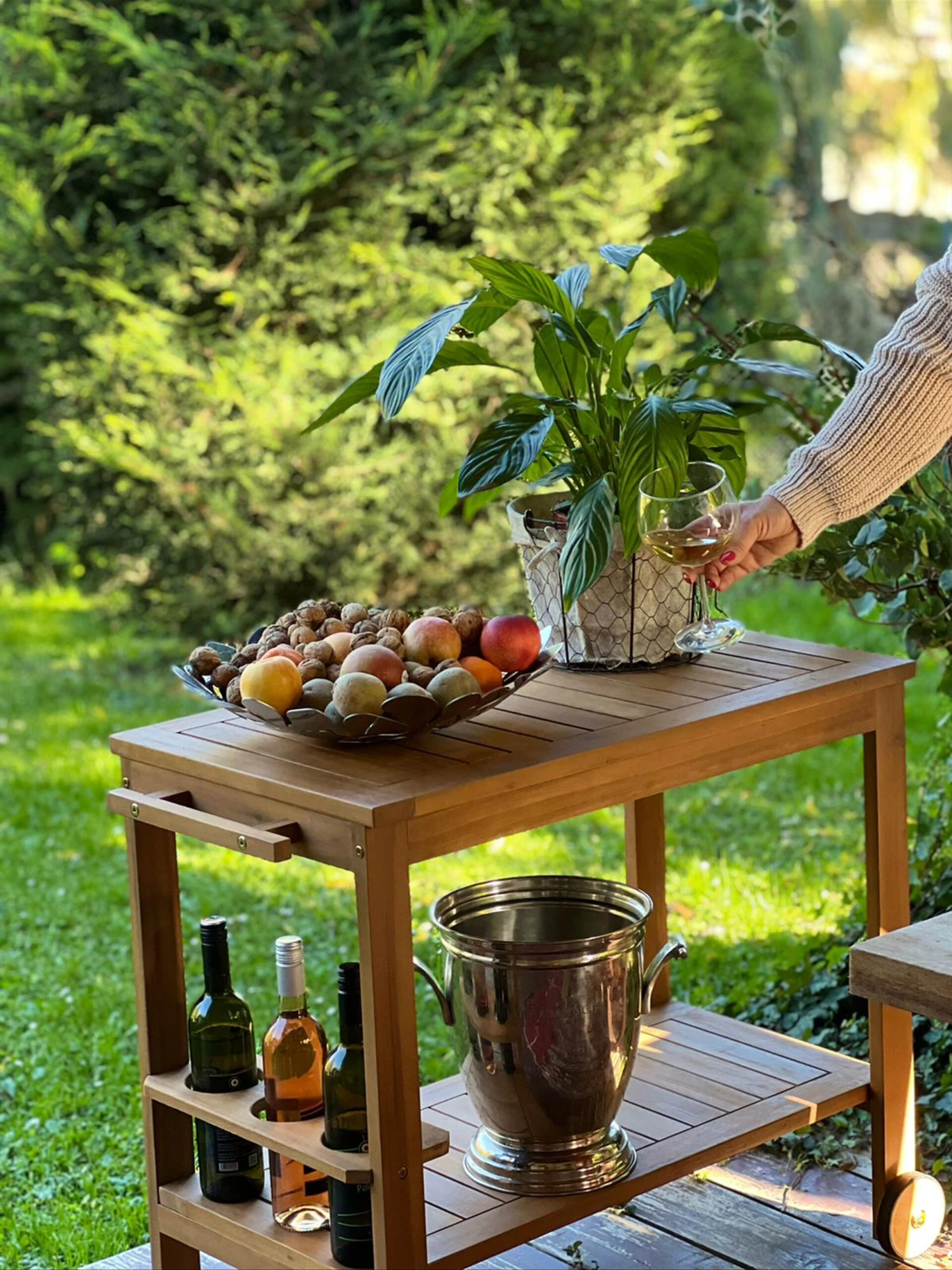 Theekar Hout Met Wielen SASSARI - Afbeelding 5
