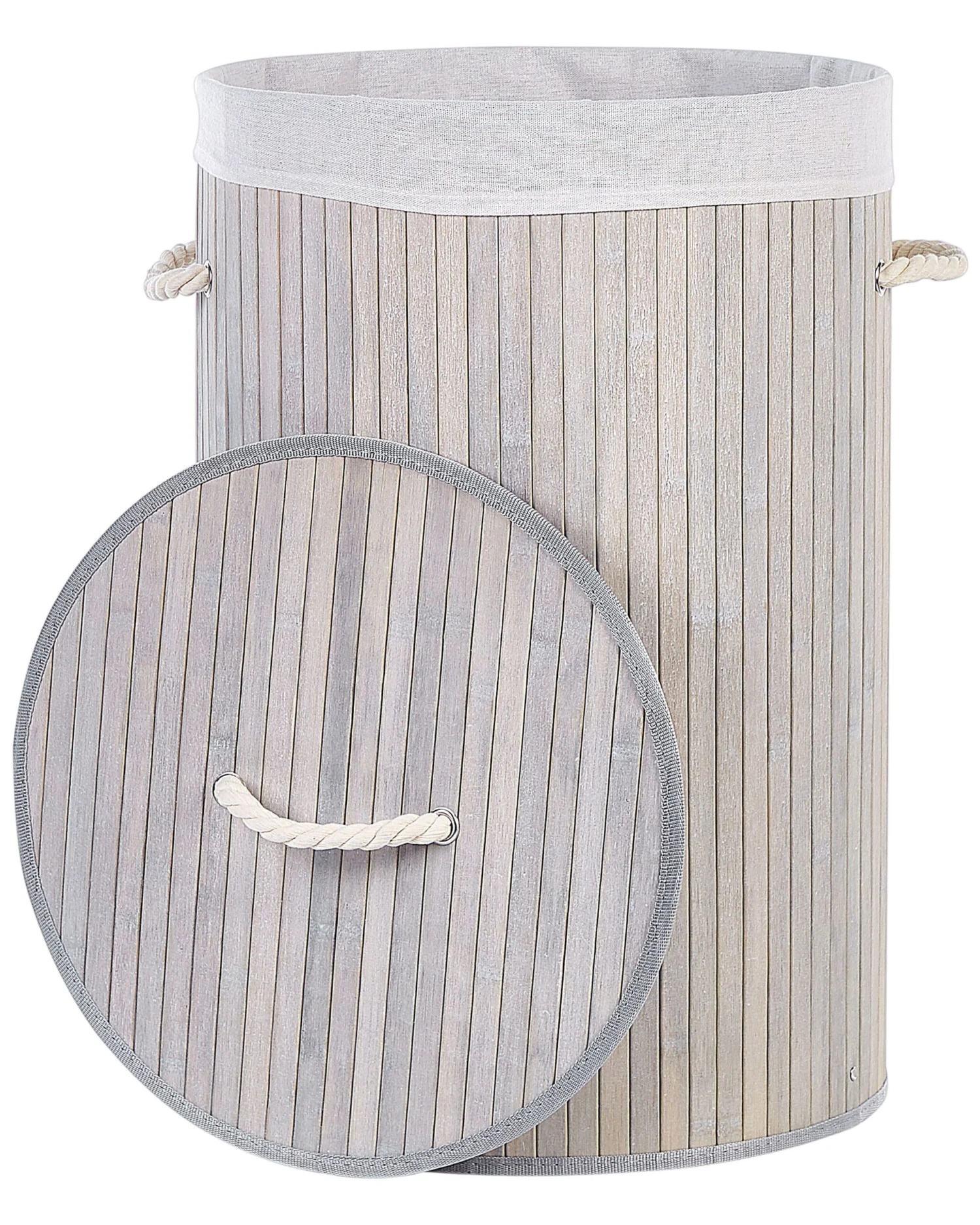 Mand Met Deksel Grijs SANNAR - Afbeelding 3