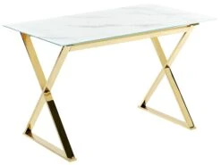 Eettafel Glas Marmer/goud 120 X 70 Cm ATTICA