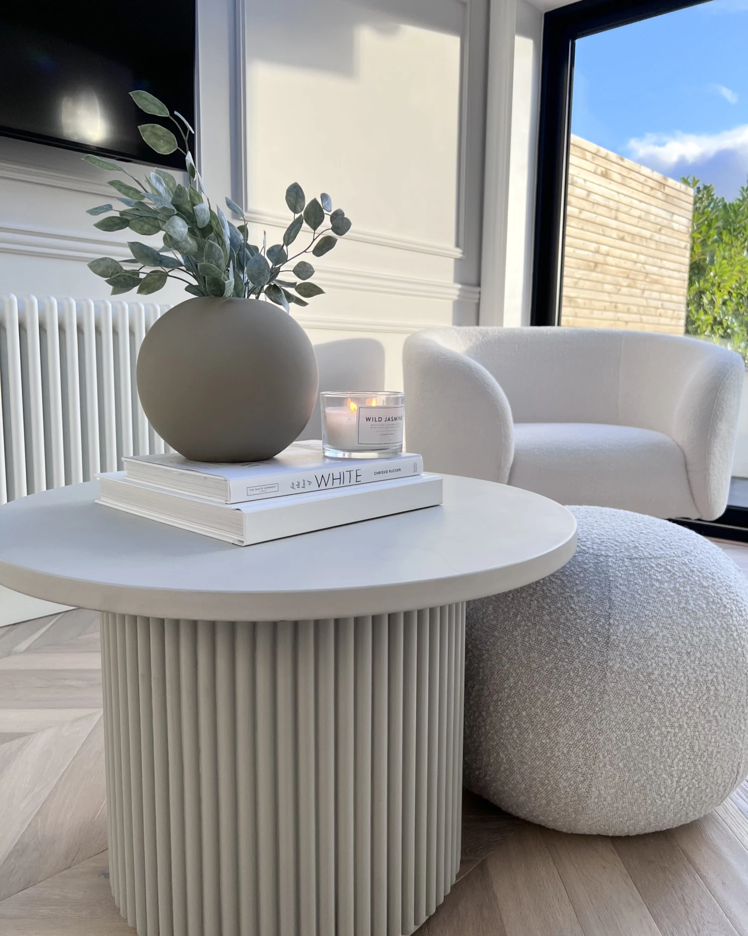 Fauteuil Bouclé Wit LOEN - Afbeelding 4