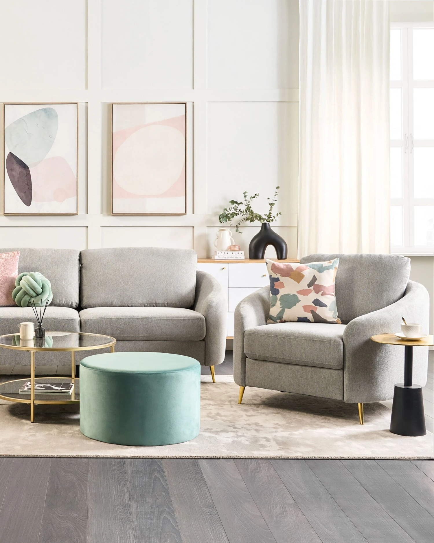 Fauteuil Stof Grijs TROSA - Afbeelding 3